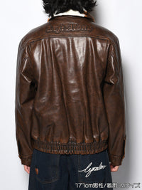 FAKE LEATHER JKT -BROWN-