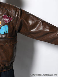 FAKE LEATHER JKT -BROWN-