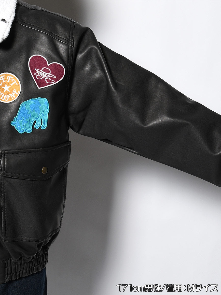 FAKE LEATHER JKT -BLACK-