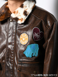 FAKE LEATHER JKT -BROWN-
