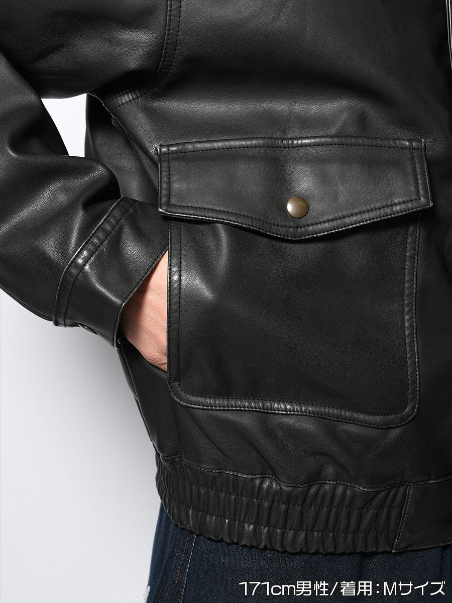 FAKE LEATHER JKT -BLACK-