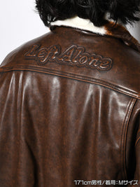 FAKE LEATHER JKT -BROWN-