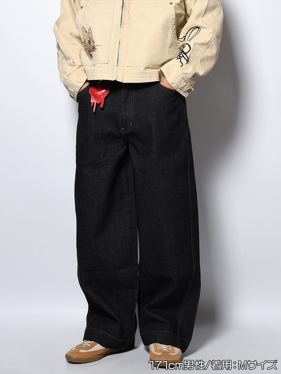 ONE WASH DENIM PANTS -BLACK-