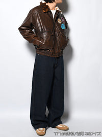 FAKE LEATHER JKT -BROWN-