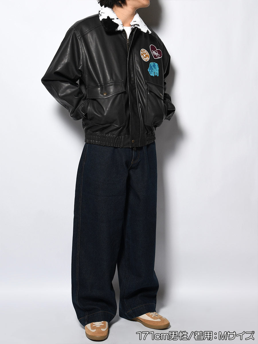 FAKE LEATHER JKT -BLACK-