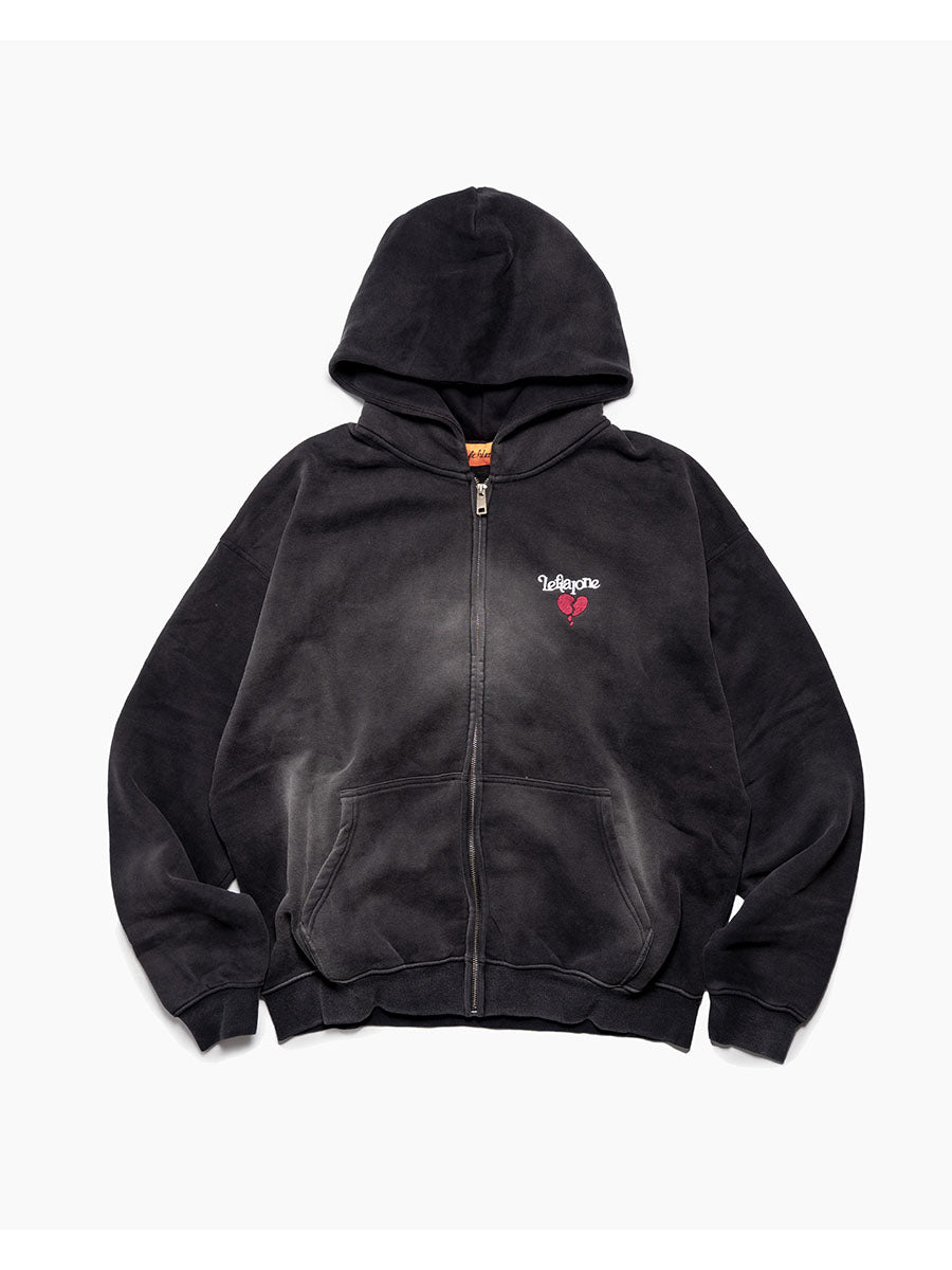 HEART ZIP PARKA -BLACK-