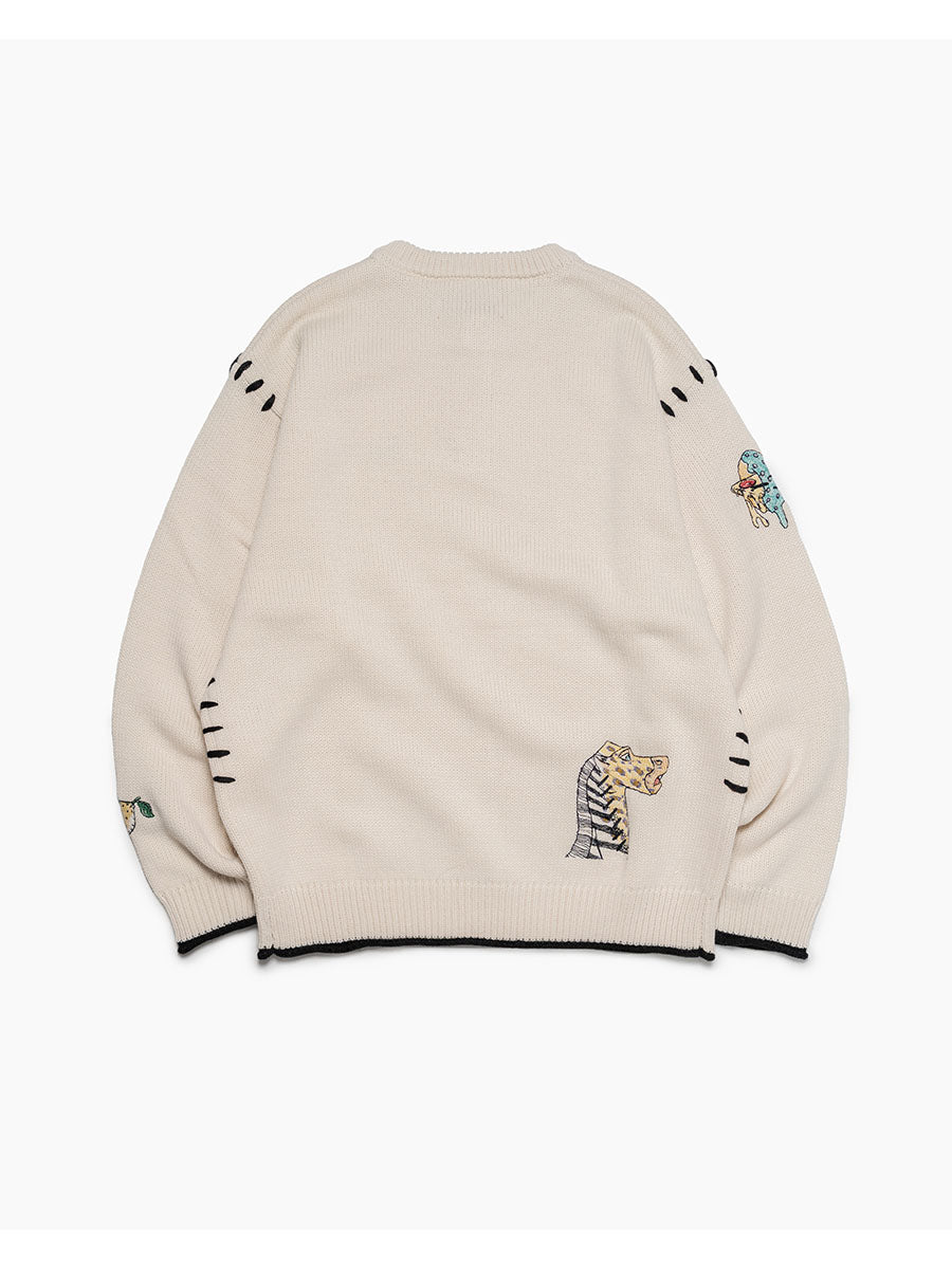 HENLEY STITCH KNIT -IVORY-