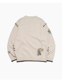HENLEY STITCH KNIT -IVORY-