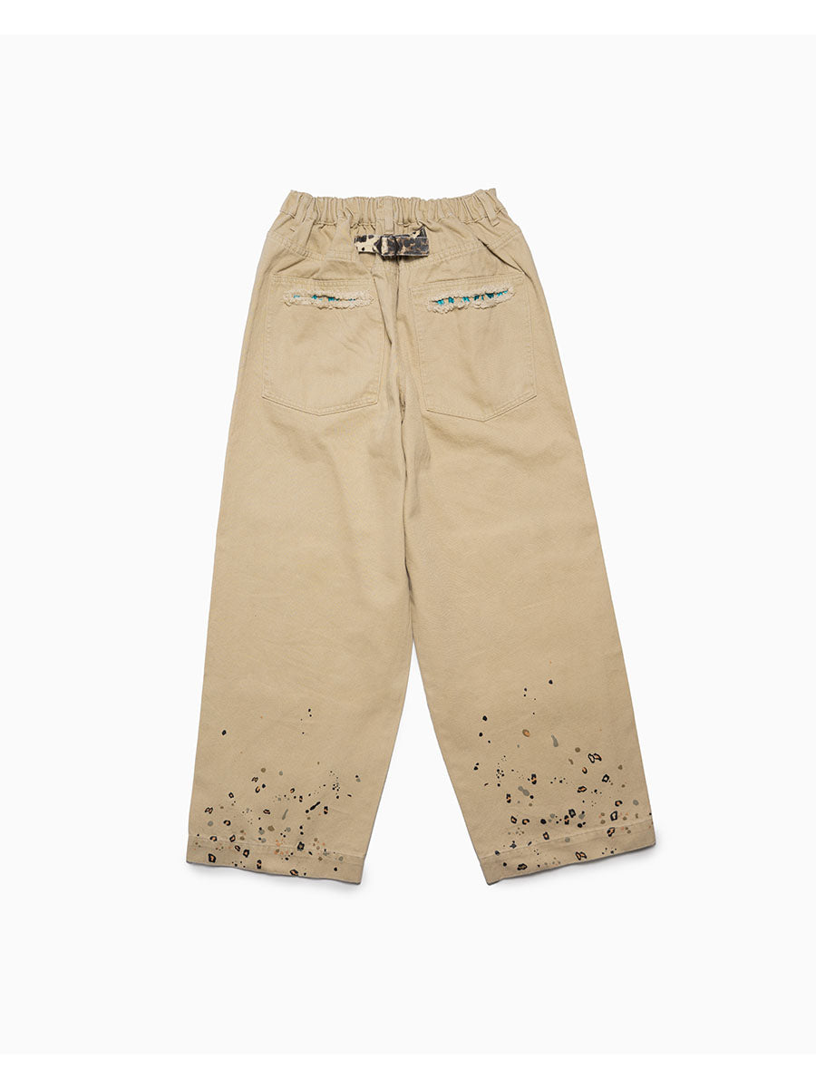 LEOPARD PAINT PANTS -BEIGE-
