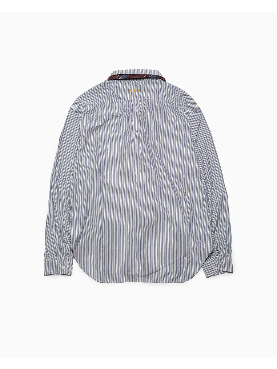TIE STRIPE LS SHIRT -NAVY-