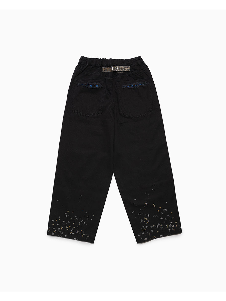 LEOPARD PAINT PANTS -BLACK-