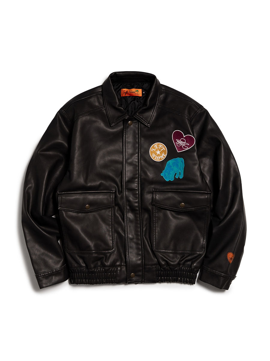 FAKE LEATHER JKT -BLACK-