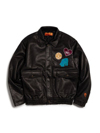 FAKE LEATHER JKT -BLACK-