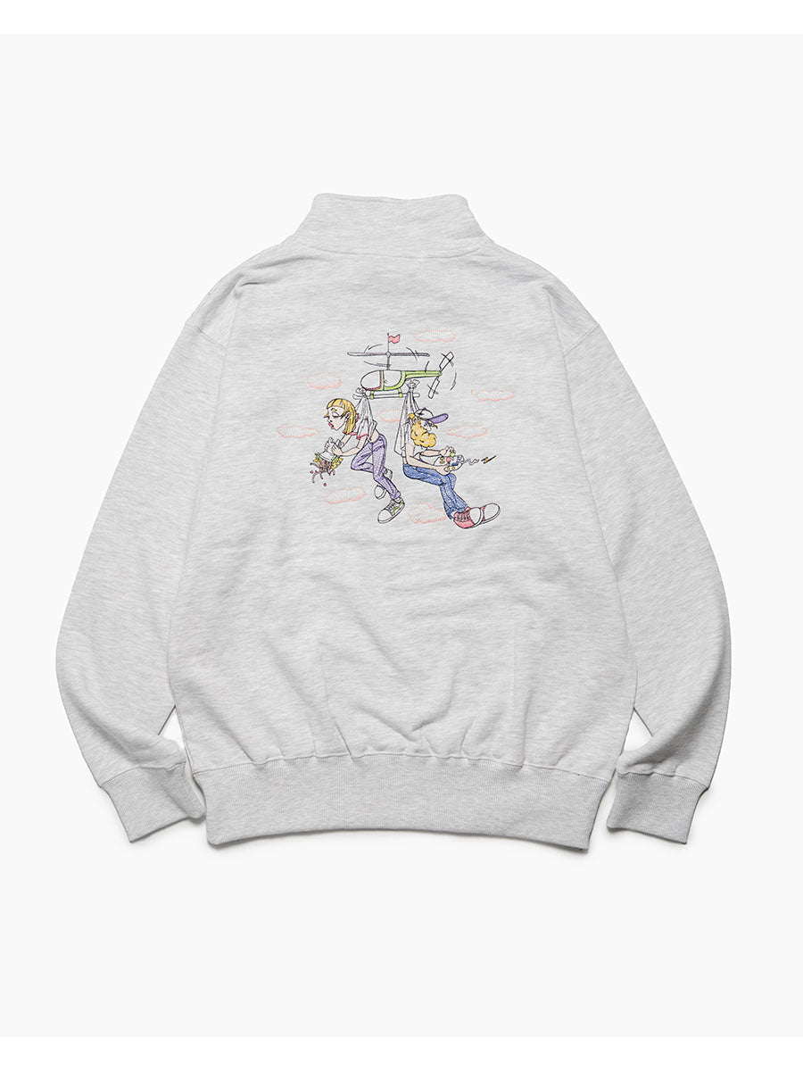 HALF ZIP SWEAT -ASH-