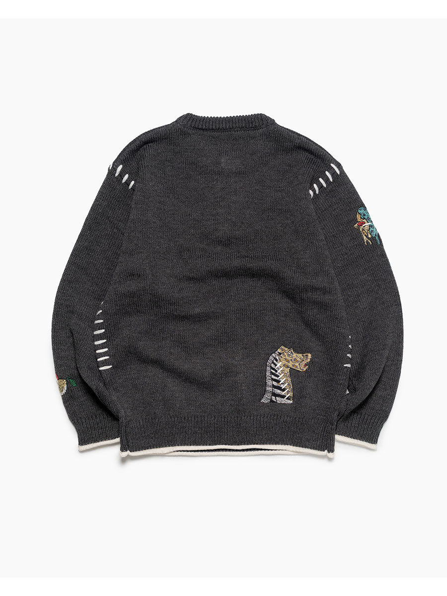 HENLEY STITCH KNIT -CHARCOAL-
