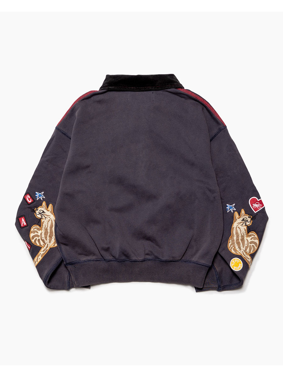 HALF ZIP SWEAT -CHARCOAL-