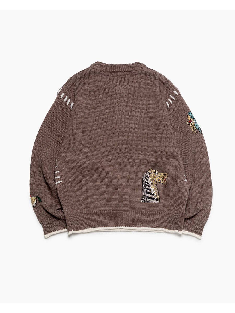 HENLEY STITCH KNIT -GREIGE-