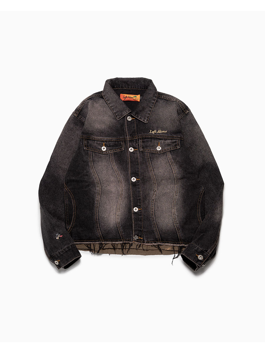 RAW WAVE DENIM JKT -BLACK-