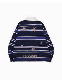 WIDE BORDER KNIT SH -NAVY-