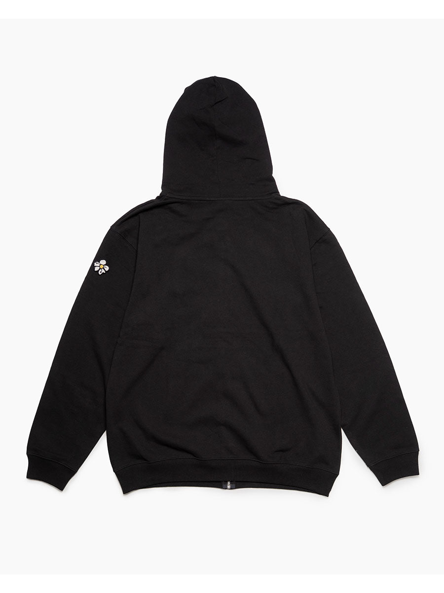 FLOWER ZIP PARKA -BLACK-