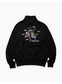 HALF ZIP SWEAT -BLACK-