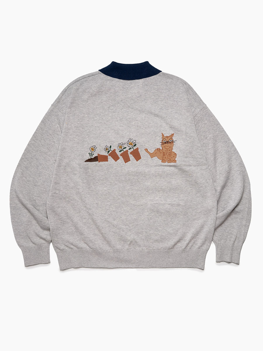 KNIT POLO -GREY-