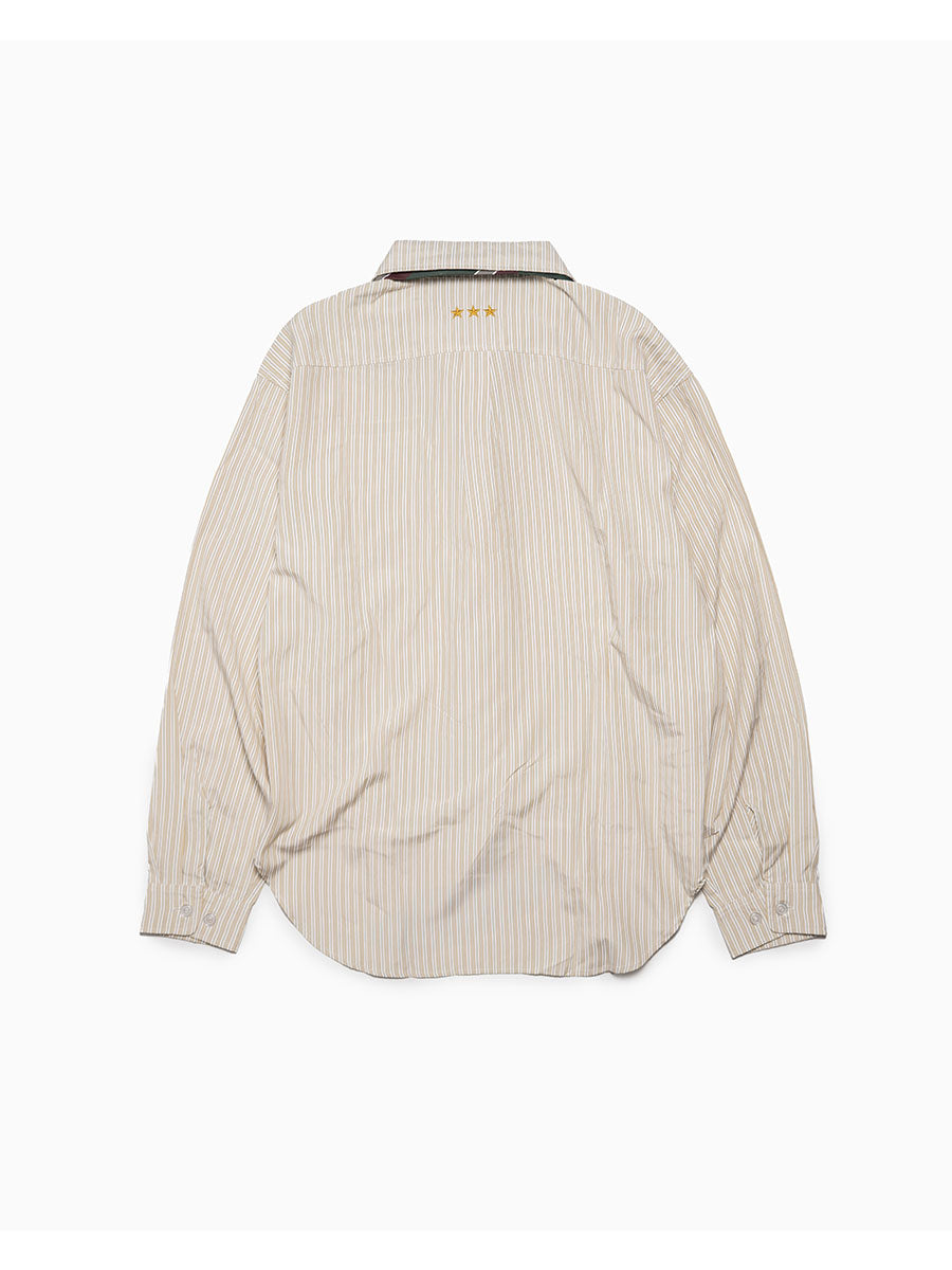 TIE STRIPE LS SHIRT -BEIGE-
