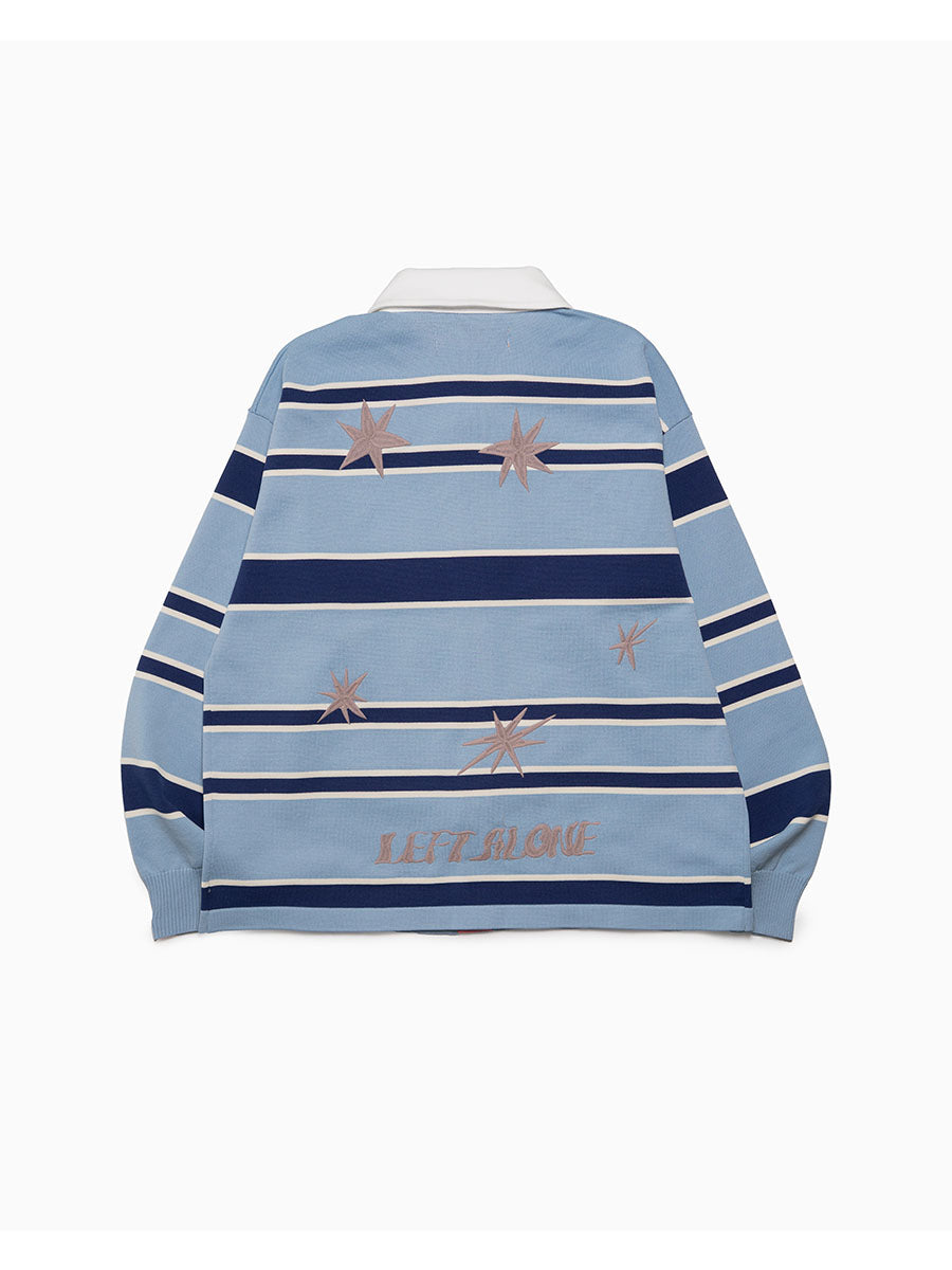 WIDE BORDER KNIT SH -LIGHT BLUE-