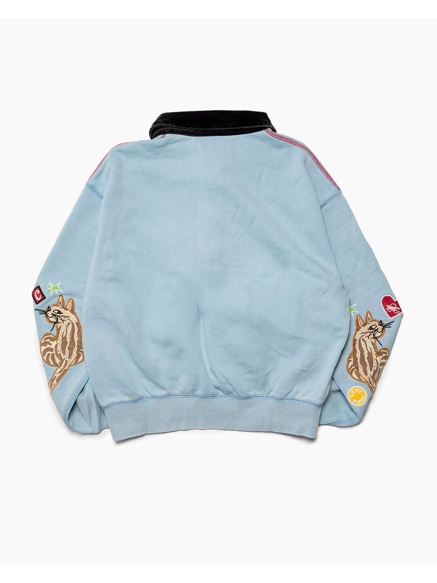 HALF ZIP SWEAT -LIGHT BLUE-