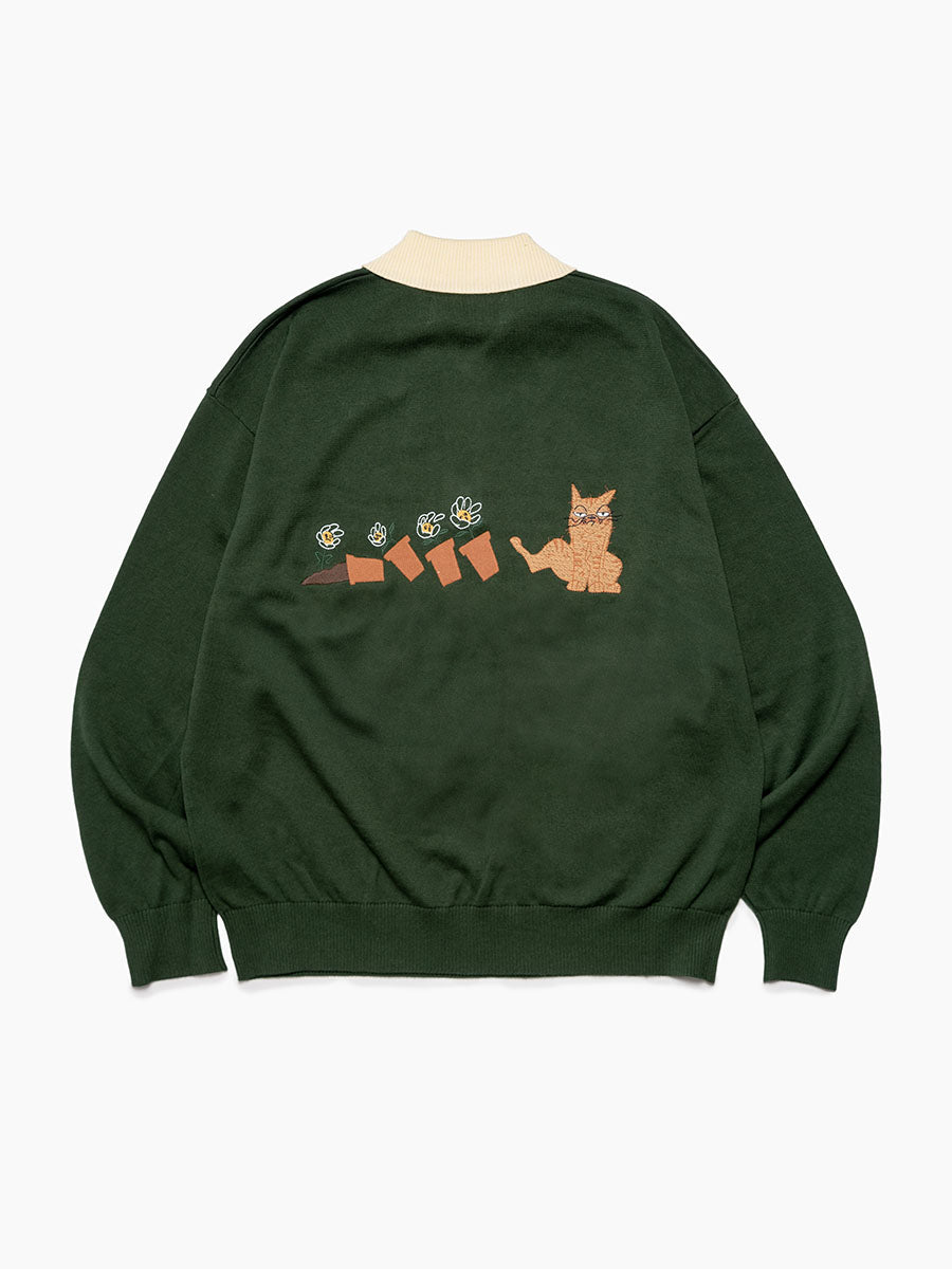 KNIT POLO -GREEN-