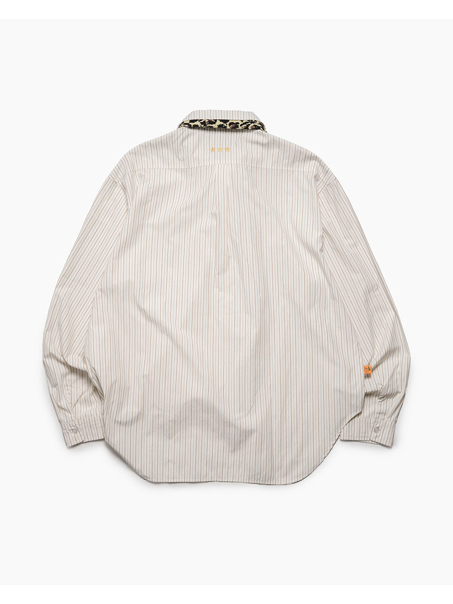 KNIT TIE LS SHIRT -STRIPE(IVORY)-