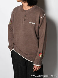 HENLEY STITCH KNIT -GREIGE-