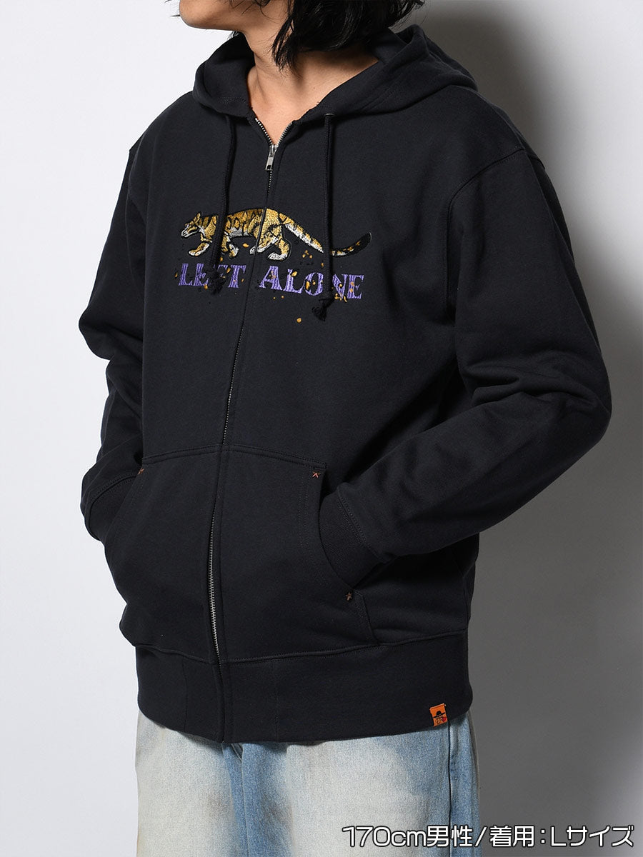LEOPARD ZIP PARKA -NAVY-