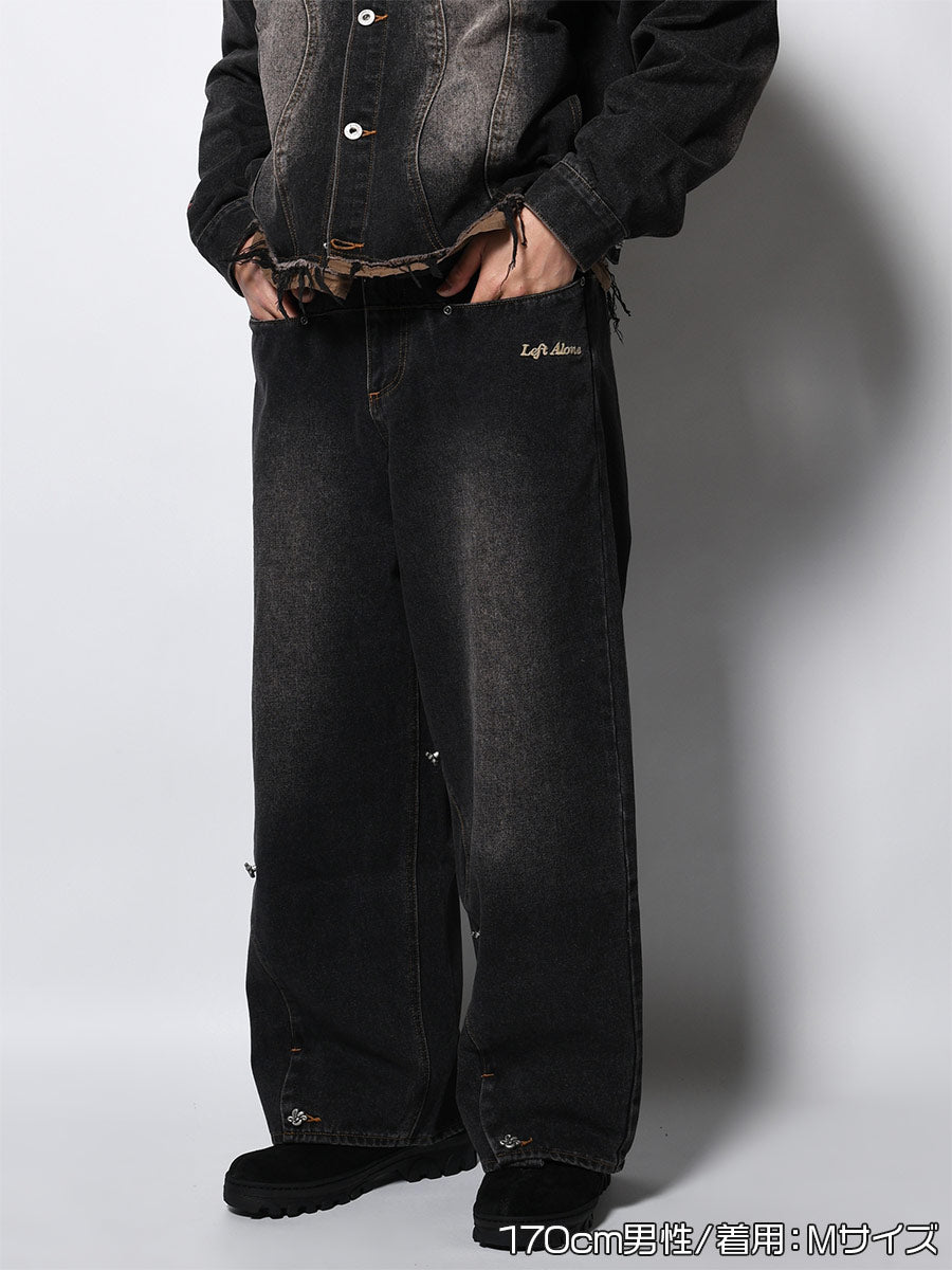 RAW WAVE DENIM PANTS -BLACK-