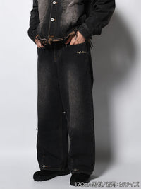 RAW WAVE DENIM PANTS -BLACK-