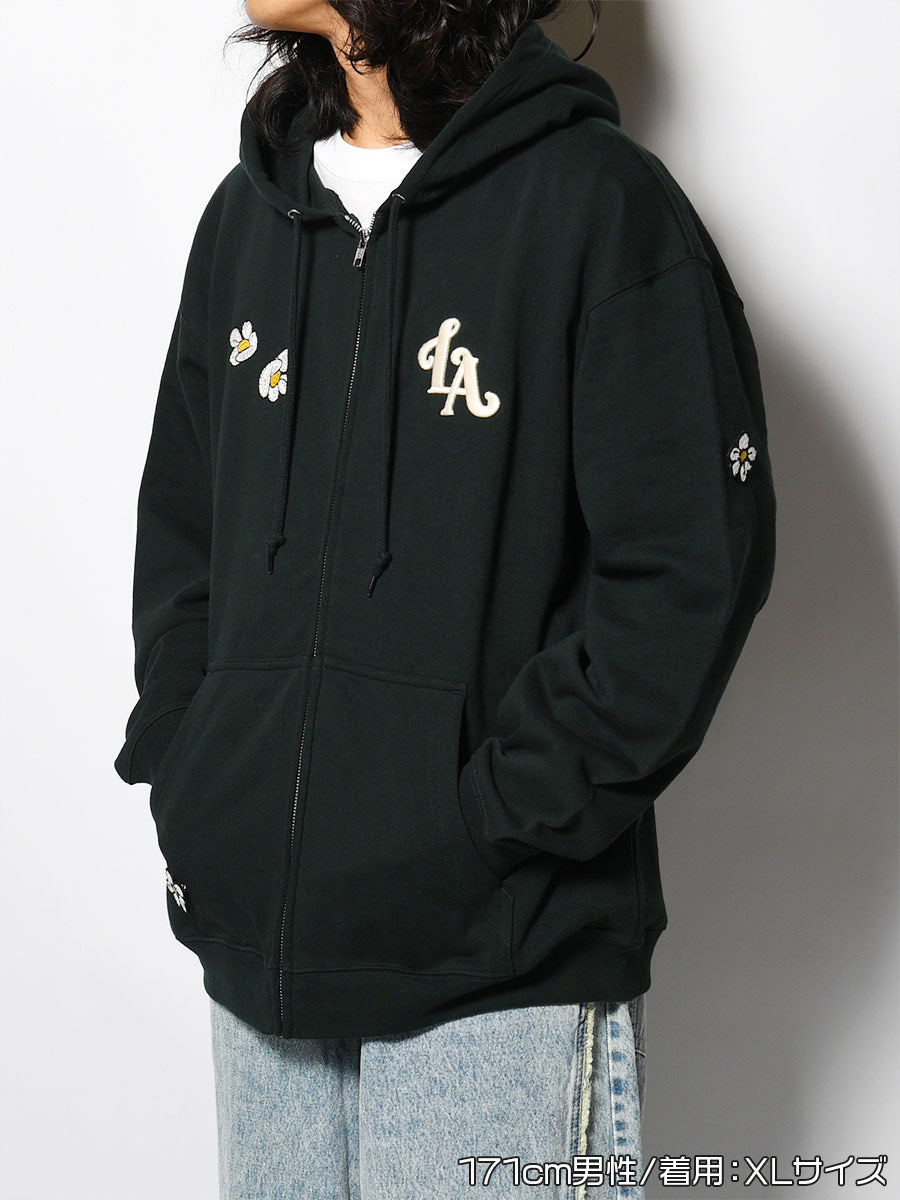 FLOWER ZIP PARKA -GREEN-