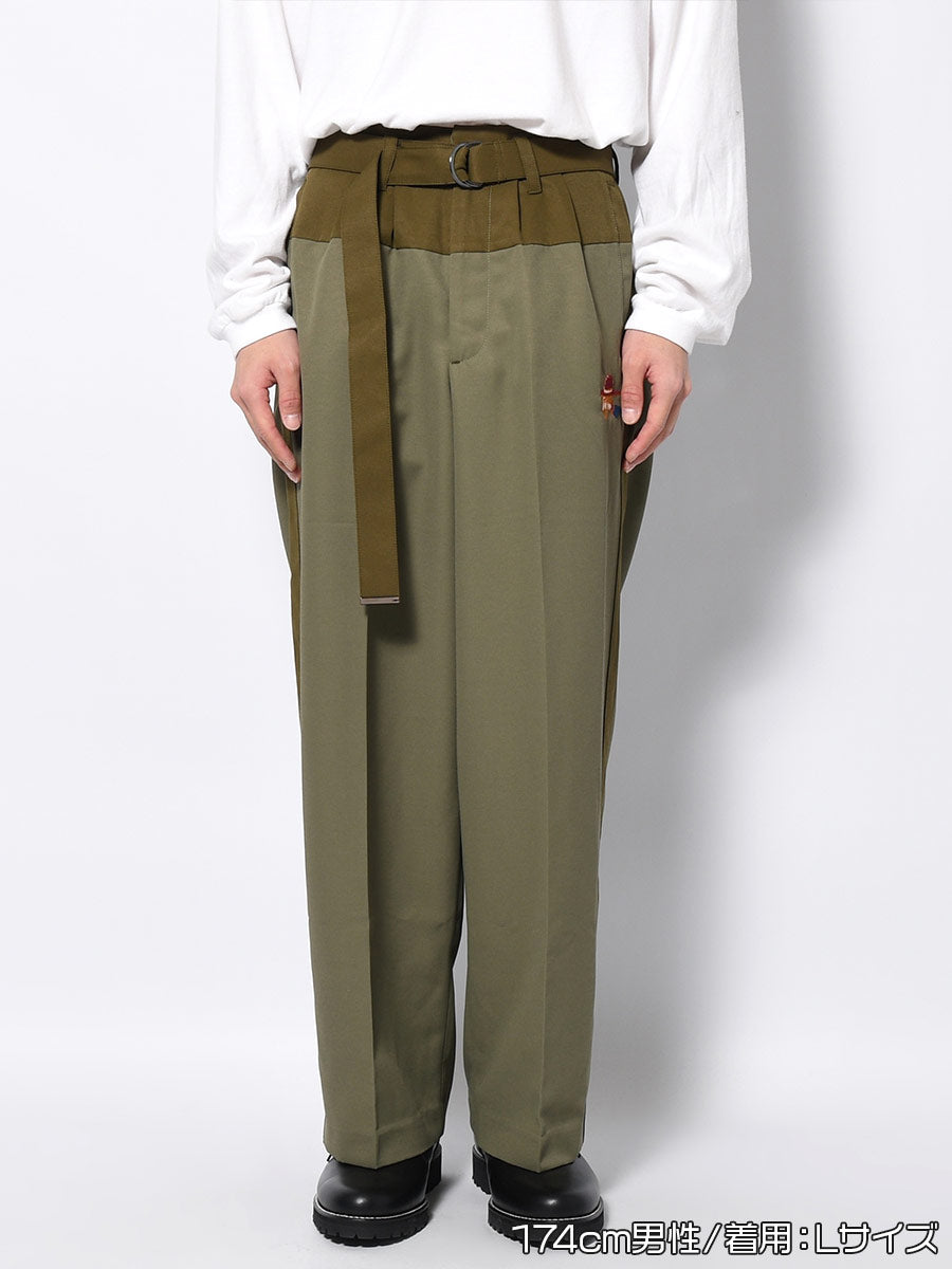 BELT TROUSERS -OLIVE-