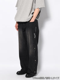 WAVE DENIM PANTS -BLACK-