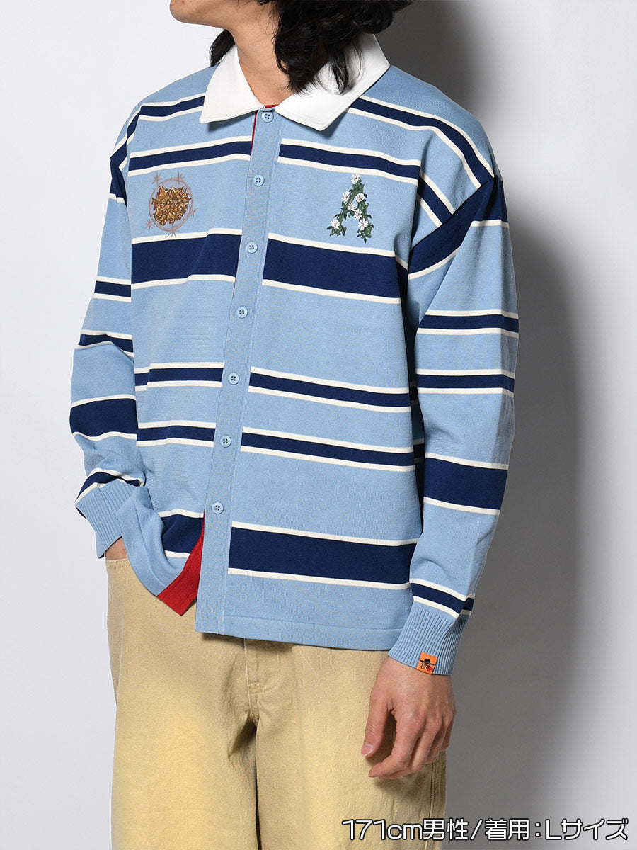 WIDE BORDER KNIT SH -LIGHT BLUE-
