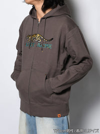LEOPARD ZIP PARKA -CHARCOAL-