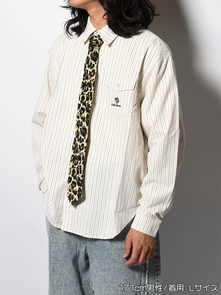 KNIT TIE LS SHIRT -STRIPE(IVORY)-