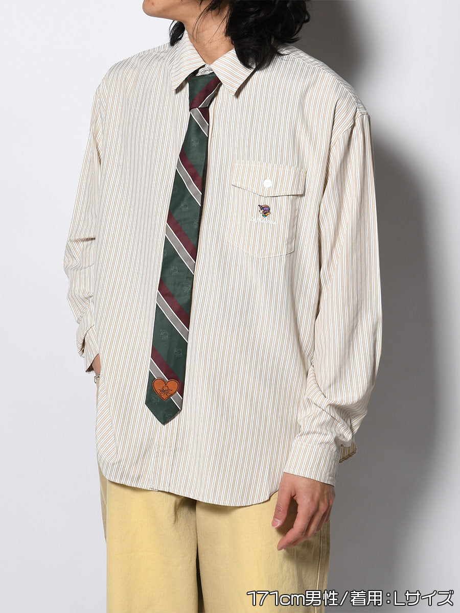 TIE STRIPE LS SHIRT -BEIGE-