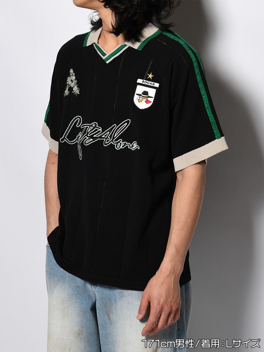 KNIT GAME SHIRT -BLACK-