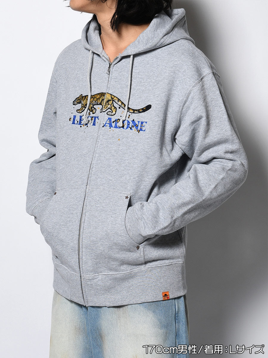 LEOPARD ZIP PARKA -HEATHER GREY-
