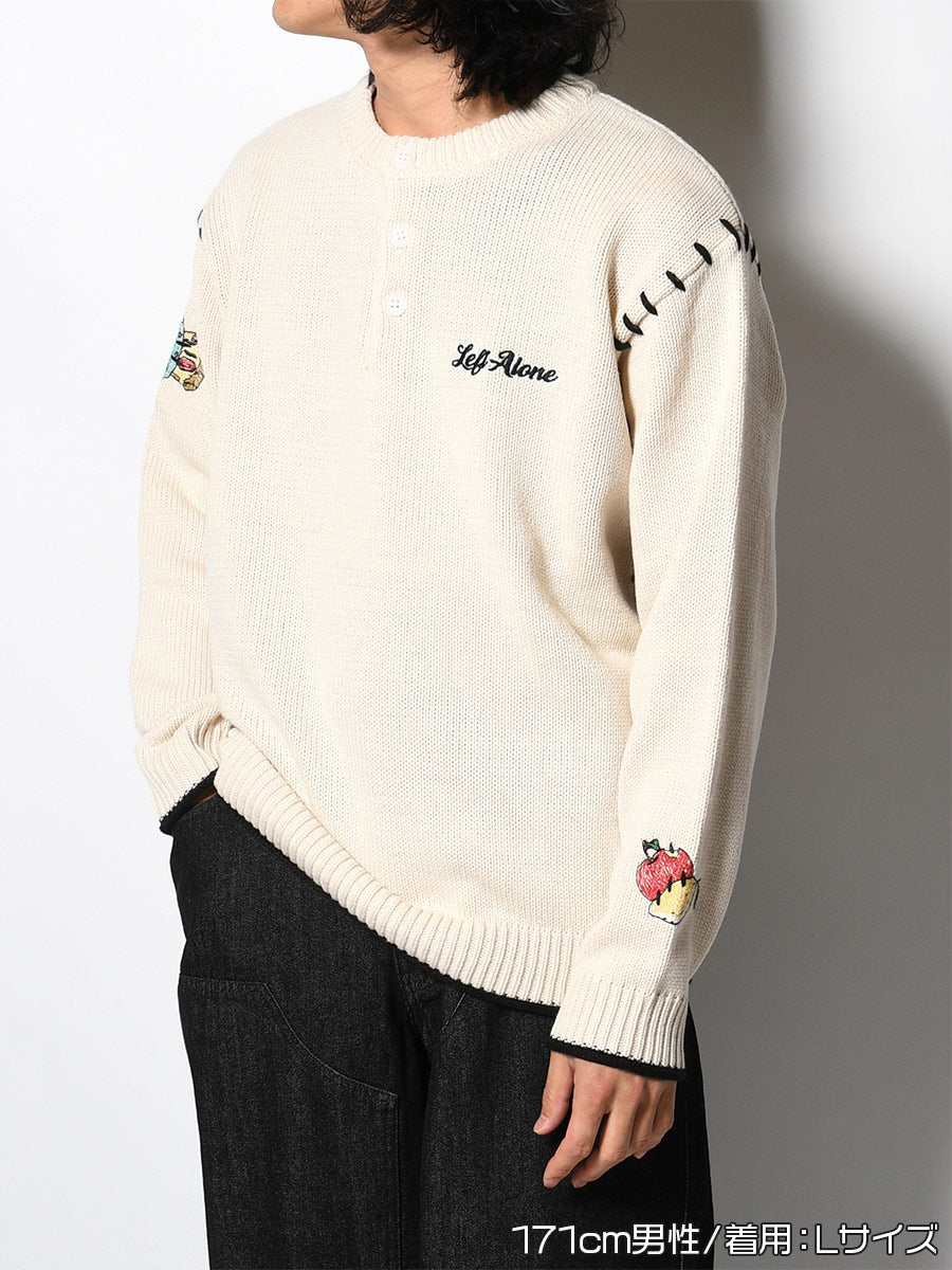 HENLEY STITCH KNIT -IVORY-