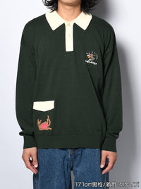KNIT POLO -GREEN-