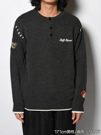 HENLEY STITCH KNIT -CHARCOAL-