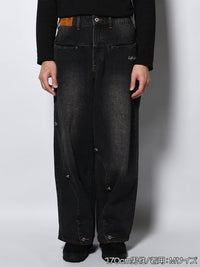 RAW WAVE DENIM PANTS -BLACK-