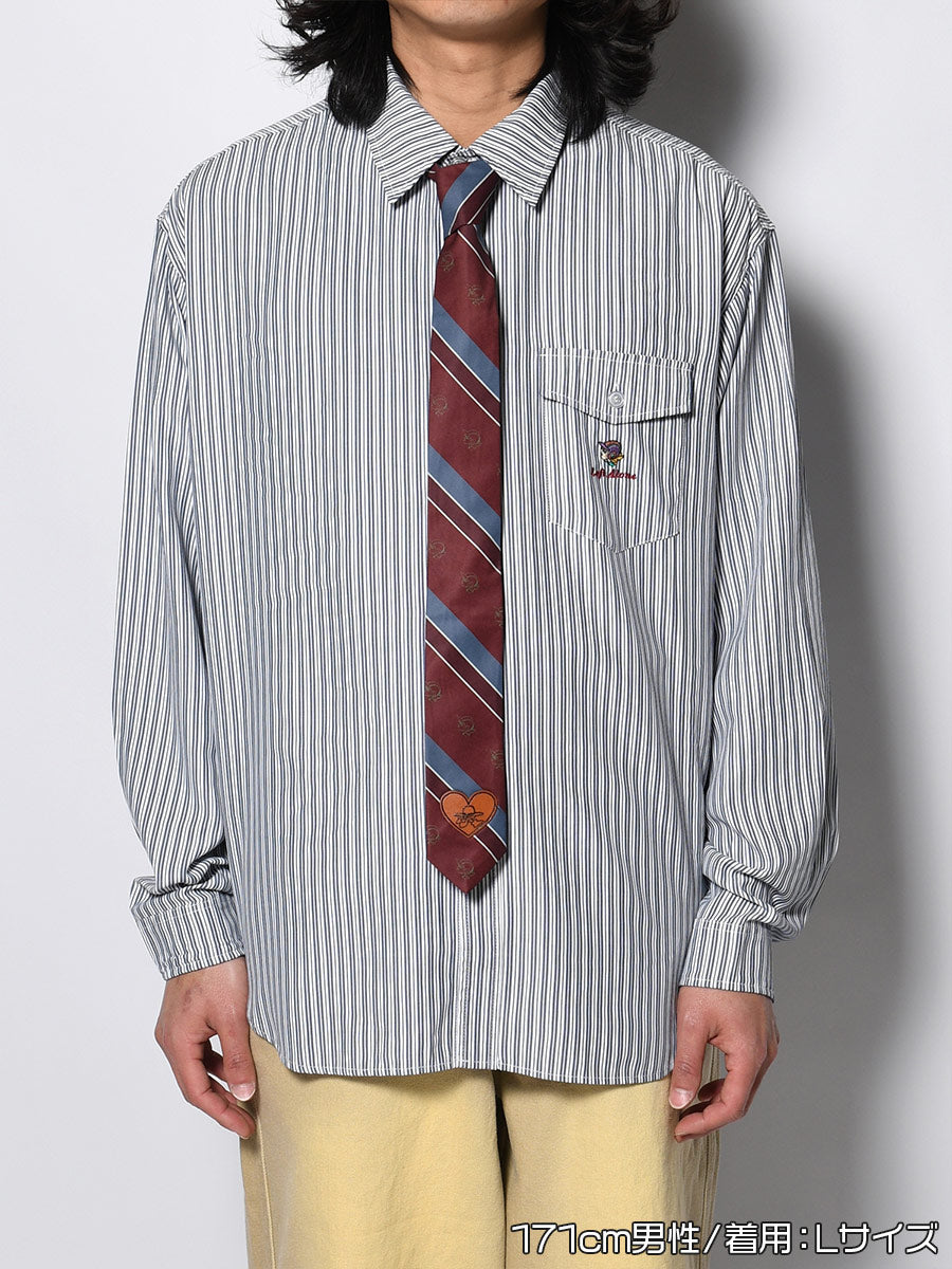 TIE STRIPE LS SHIRT -NAVY-