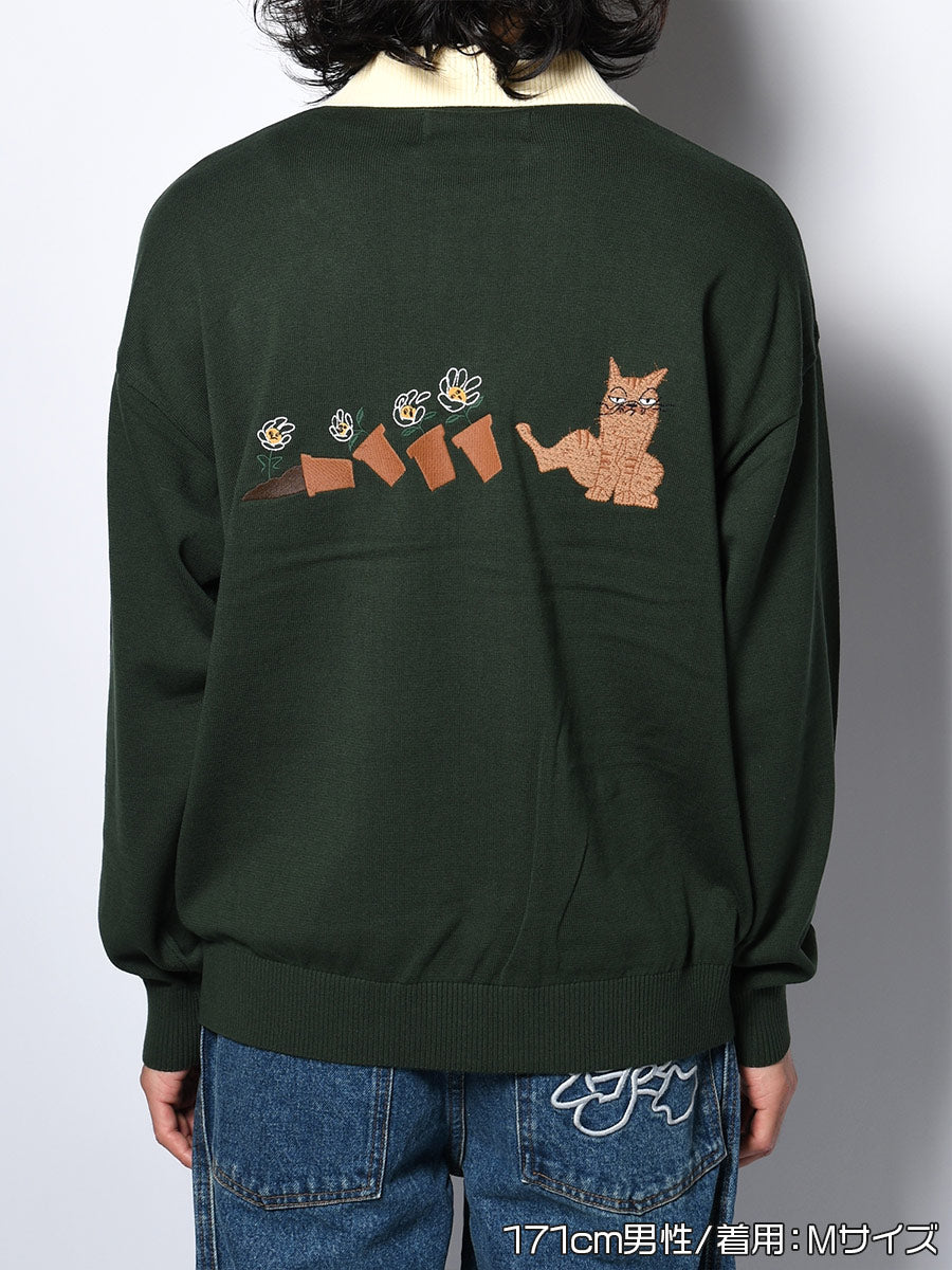 KNIT POLO -GREEN-